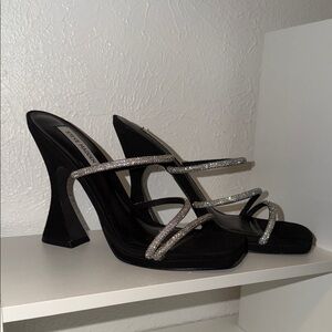 Steve Madden Strappy Black and Silver Heels